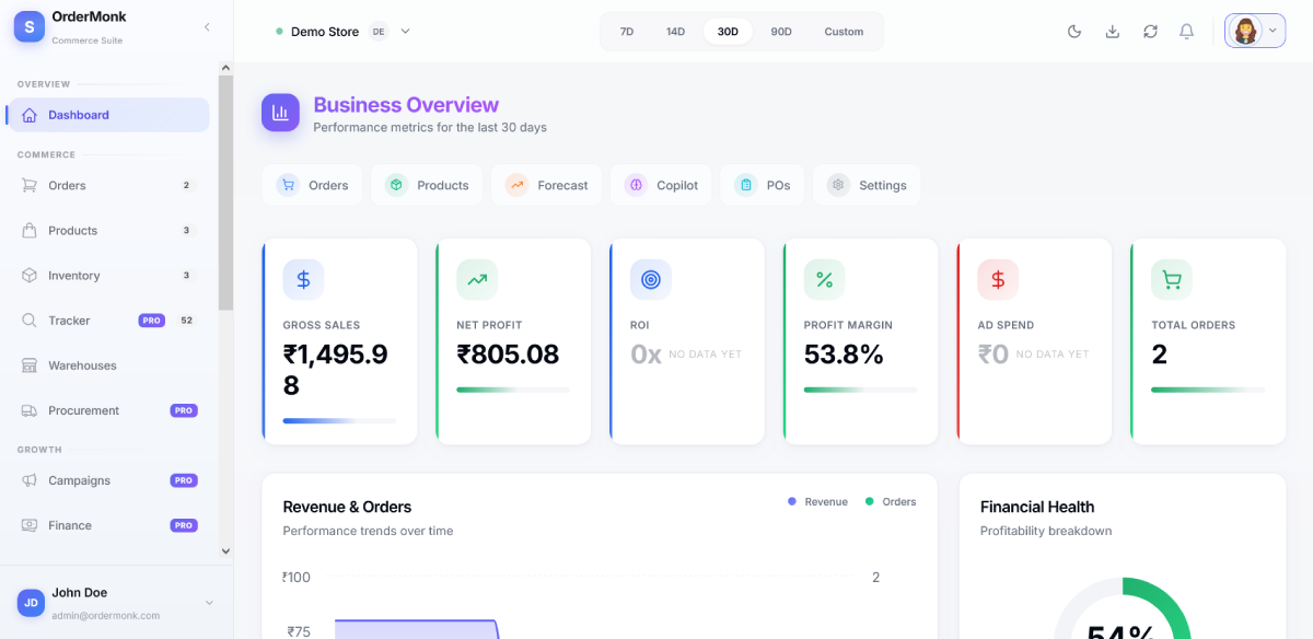 Ordermonk Dashboard